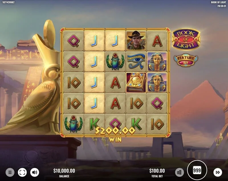 Book of Lights - línea ganadora en el juego base con Multiplier Wild